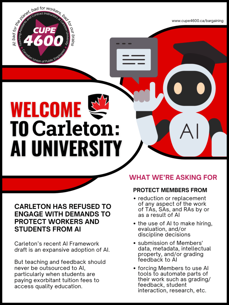 Rally for AI Guardrails at Carleton - Support Unit 1 Bargaining @ Carleton Academic Quad